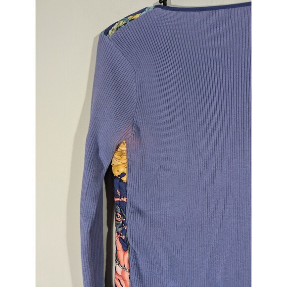 J. McLaughlin Sweater Women Sz S Blue Quilted Fron Silk Marine Nautical Jacket - Picture 9 of 12